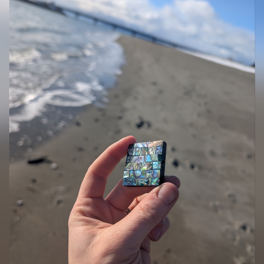 Large Square Tile Abalone Pendant - image 1